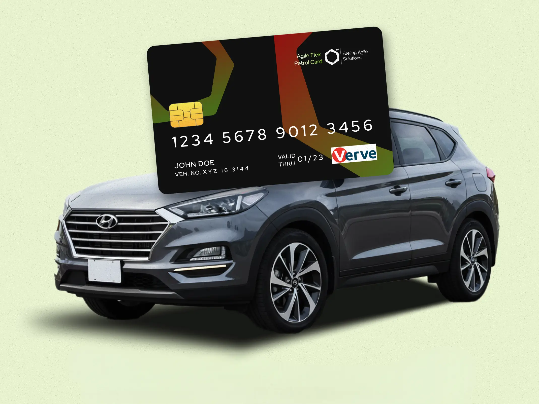 Agile Flex Fuel Card graphic by Fueling Agile Solutions, featuring the Verve for fleet expense management services.